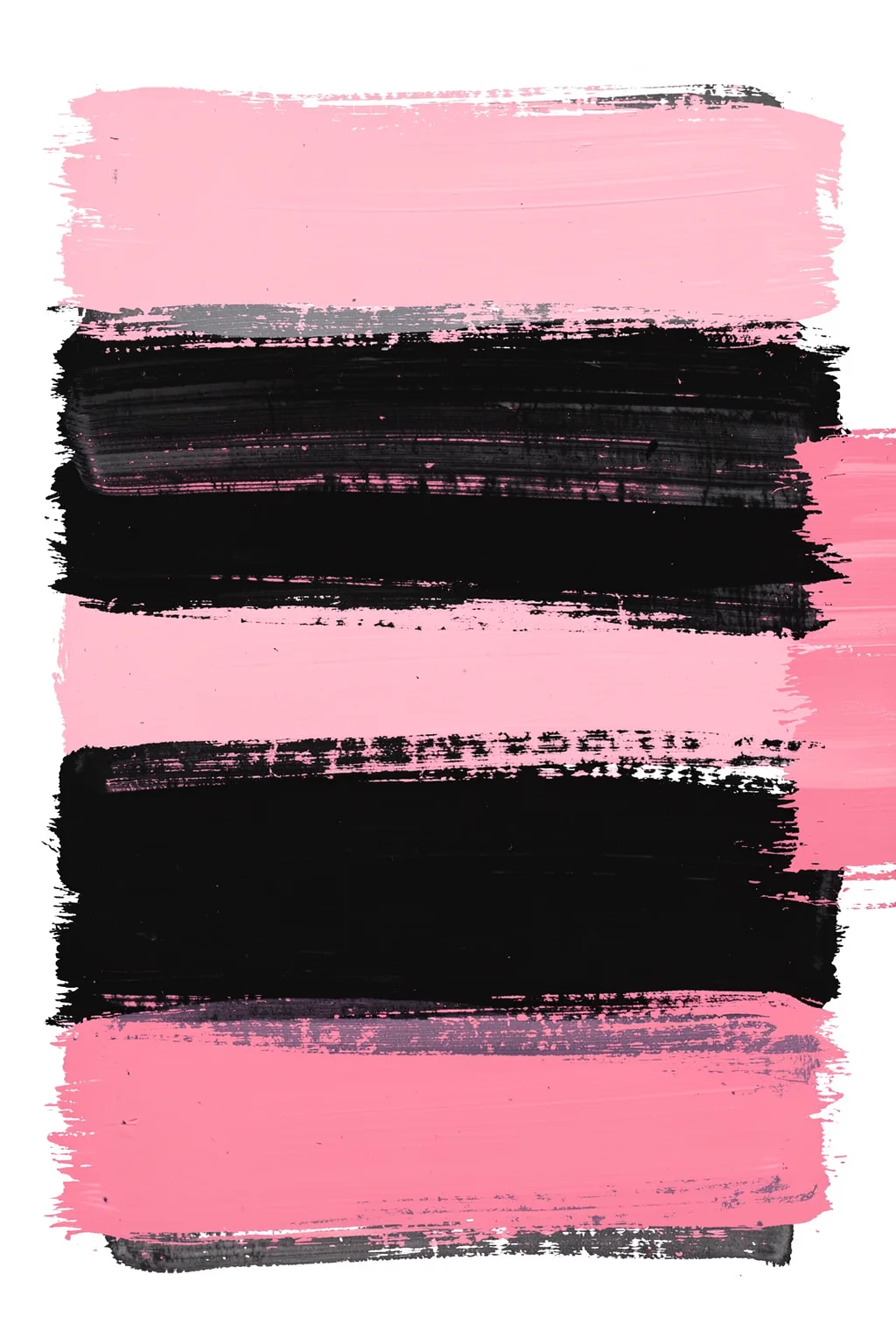 Minimalism 44A. Broad horizontal pink and black brush bands alternate in a rough-edged, high-contrast composition on white.