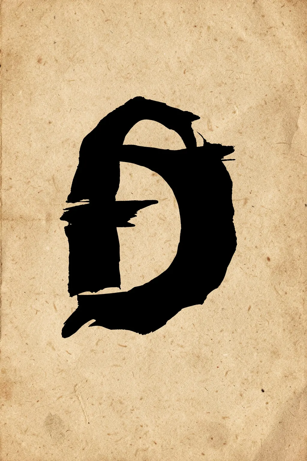 Chance. A bold black brush-painted loop with a curved central opening sits on textured tan paper.