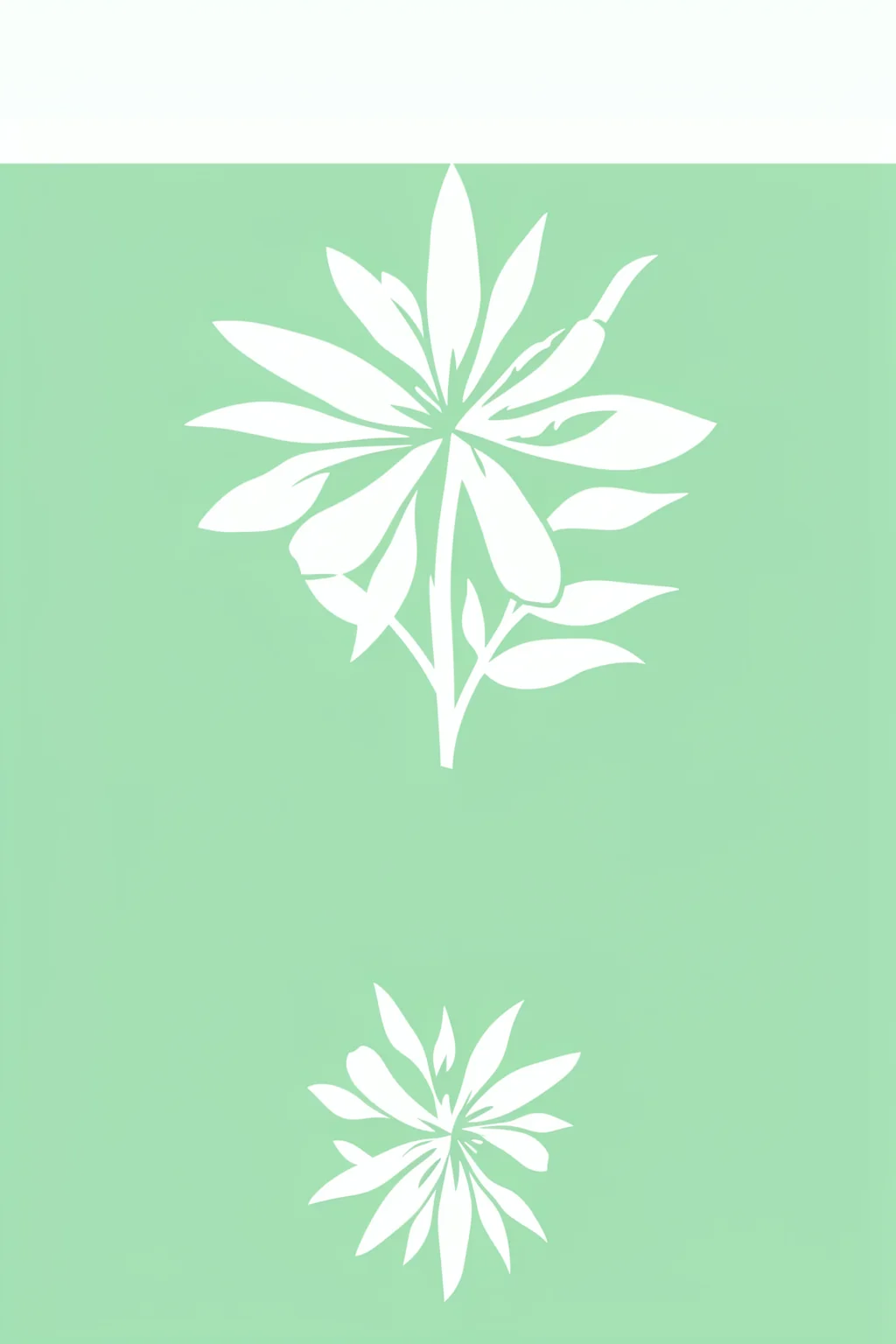 Soft Green Botanicals. Two white botanical silhouettes sit on a mint-green panel beneath a broad white band.