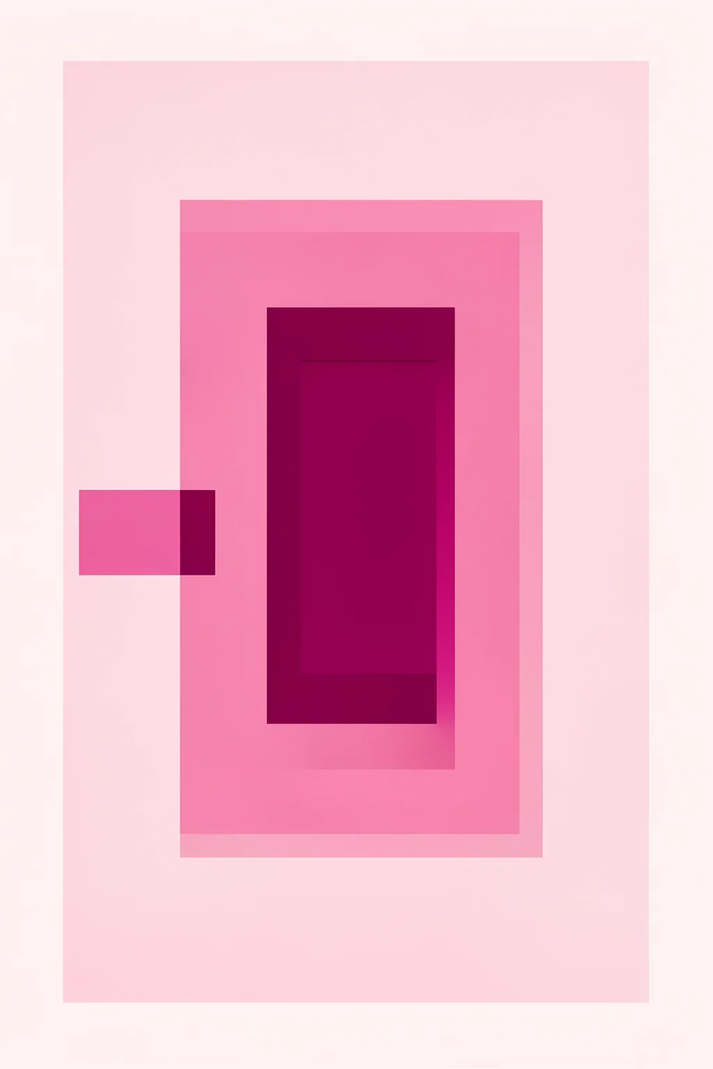 Soft Pink Geometry. Nested rectangular shapes in pale pink, vivid pink, and burgundy create a simple geometric composition.