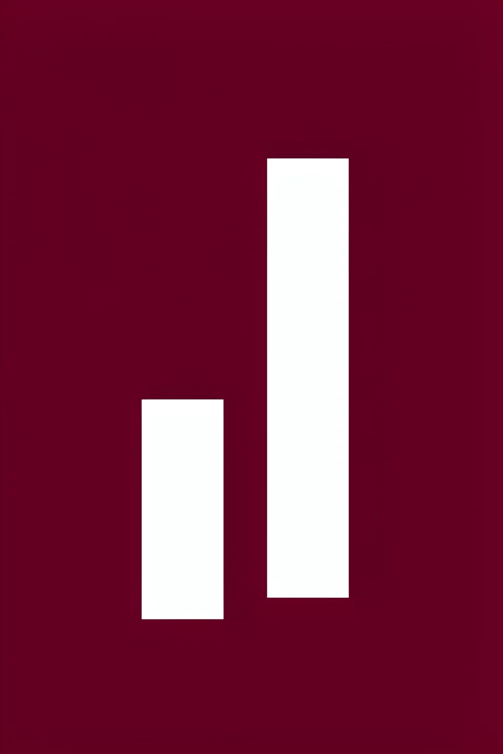 Maroon Abstract Lines. Two narrow white vertical rectangles of different heights stand on a solid dark burgundy field.