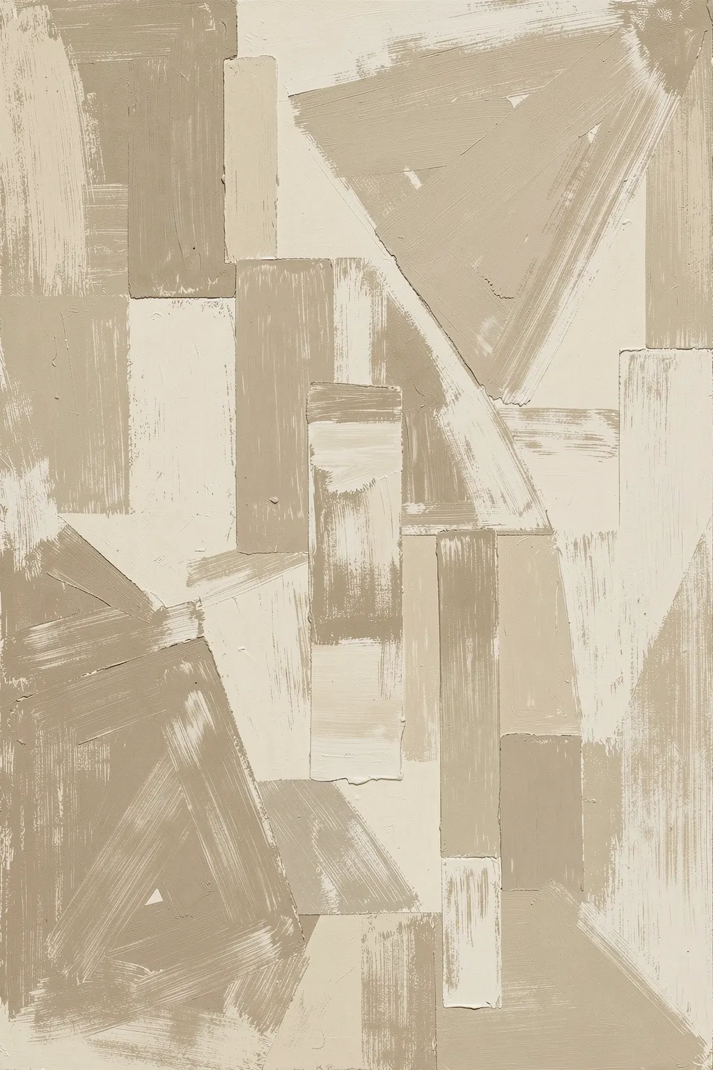 Neutral Abstract Shapes. Layered beige and cream brushstrokes form a quiet abstract arrangement of rectangles and angled planes.