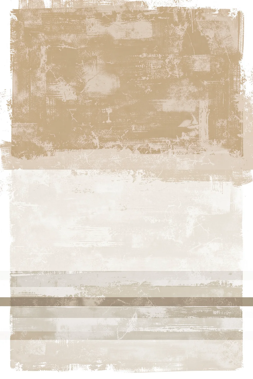 Soft Abstract Layers. Broad translucent-looking beige and taupe brush bands overlap across a white background.