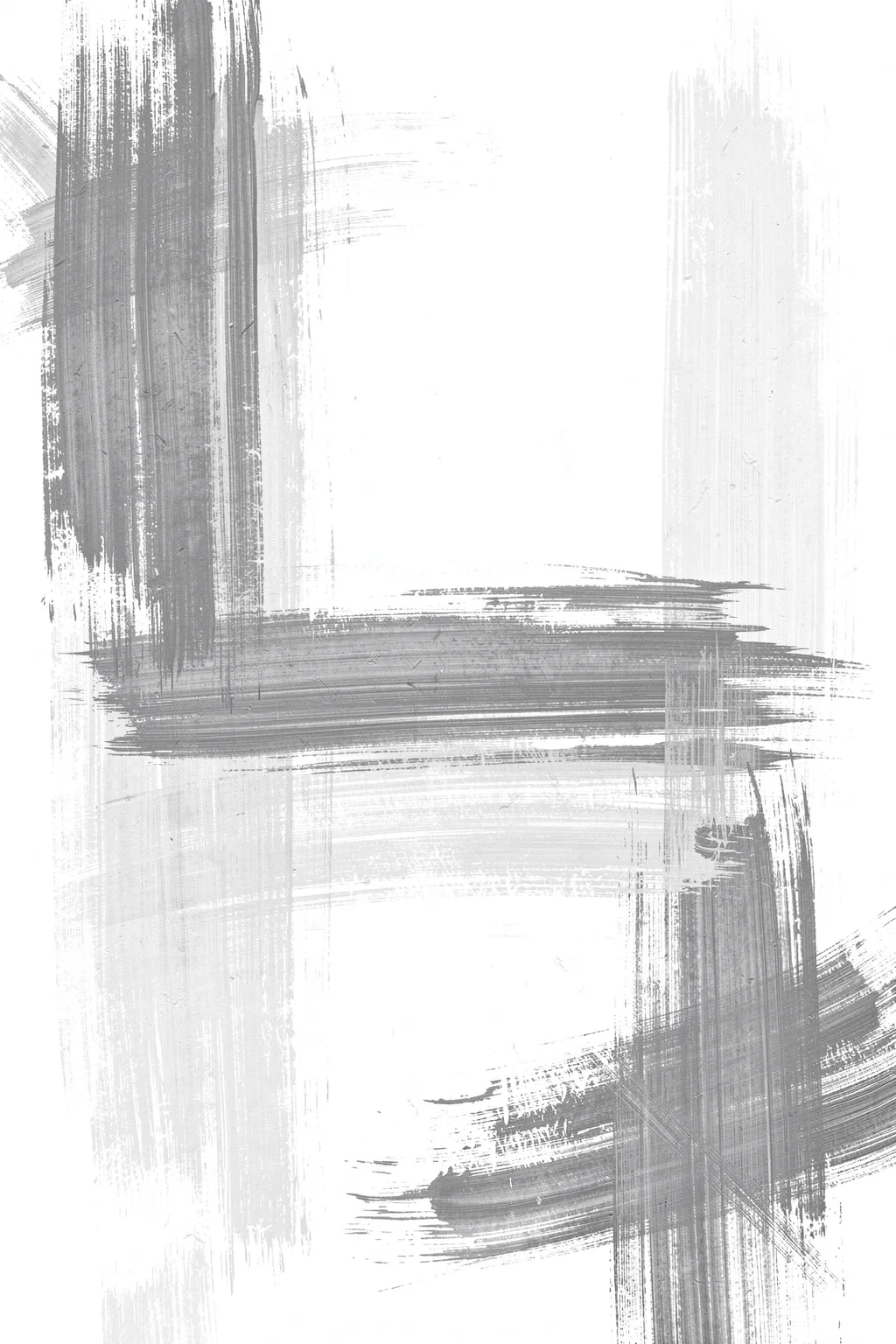 Soft White Brushstrokes. Broad, soft grey brushstrokes cross and overlap across a mostly white abstract composition.