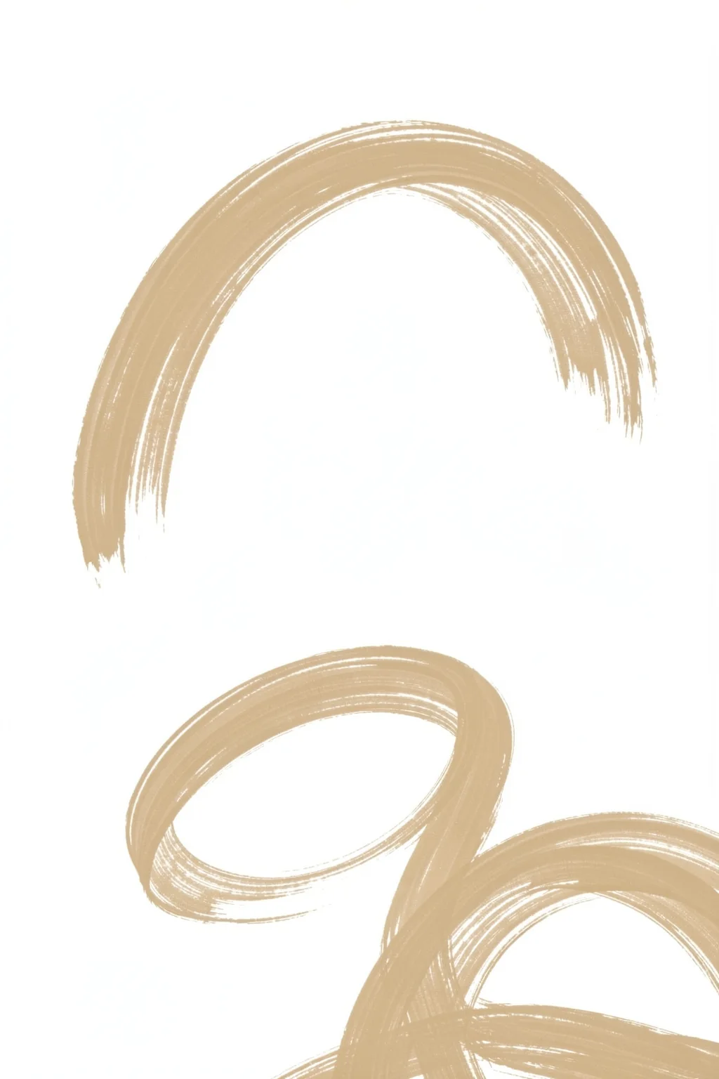Gentle Serpentine Path. Broad looping light-tan brushstrokes curve across an otherwise open white field.