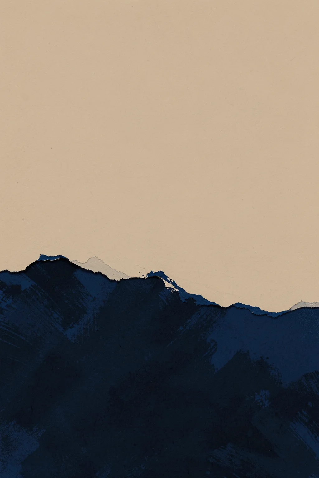 Midnight Huescape. Broad slate-blue and black brushstrokes intersect in an abstract composition on a pale ground.