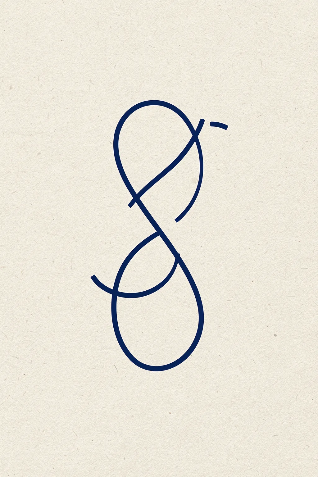 Flowing Blue Forms. A single looping navy line forms an open, flowing abstract shape on textured cream.