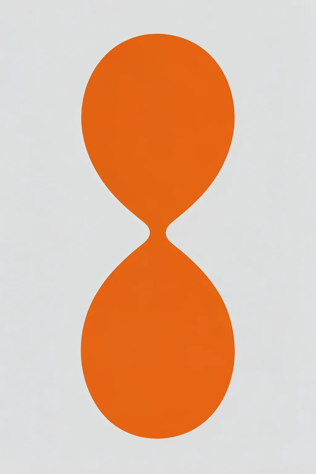 Modern Hourglass Curves. A bold orange hourglass-like curve fills a minimalist composition on a light grey background.