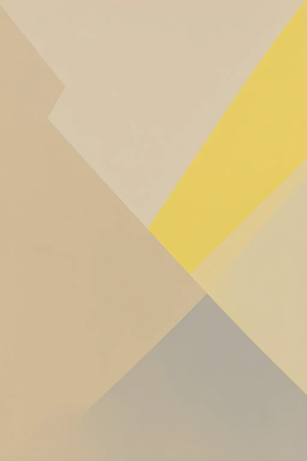 Modern Abstract Geometry. Large overlapping beige, cream, yellow and grey geometric planes form an abstract composition.