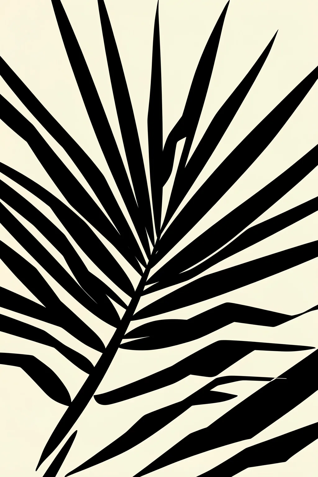 Tropical Leaf Lines. Bold black tropical leaf silhouettes spread across a warm ivory background.