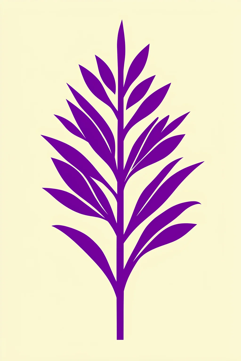 Vivid Purple Plant. A simple purple leafy plant silhouette rises against a pale yellow background.