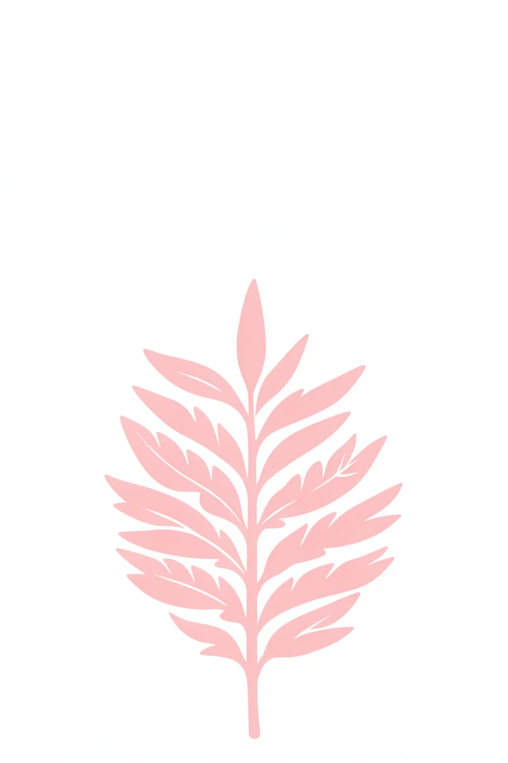 Pink Palm Leaf. A pale pink palm leaf silhouette sits centered on a clean white background.