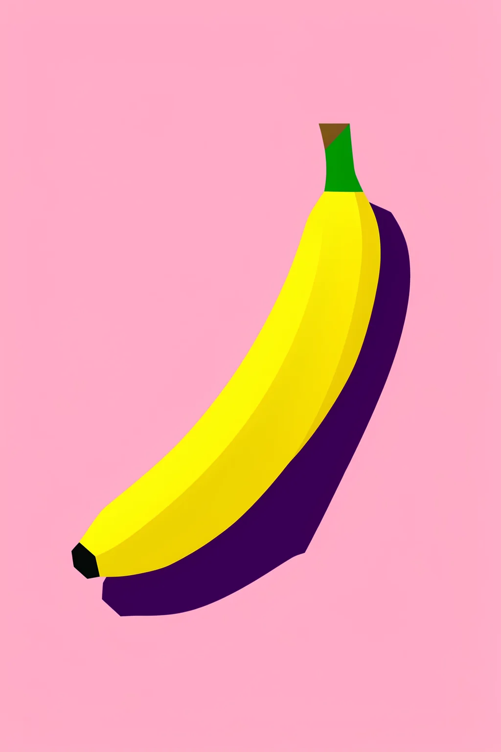 Vibrant Banana Pop. A bold yellow banana with a deep purple shadow stands against a solid pink background.