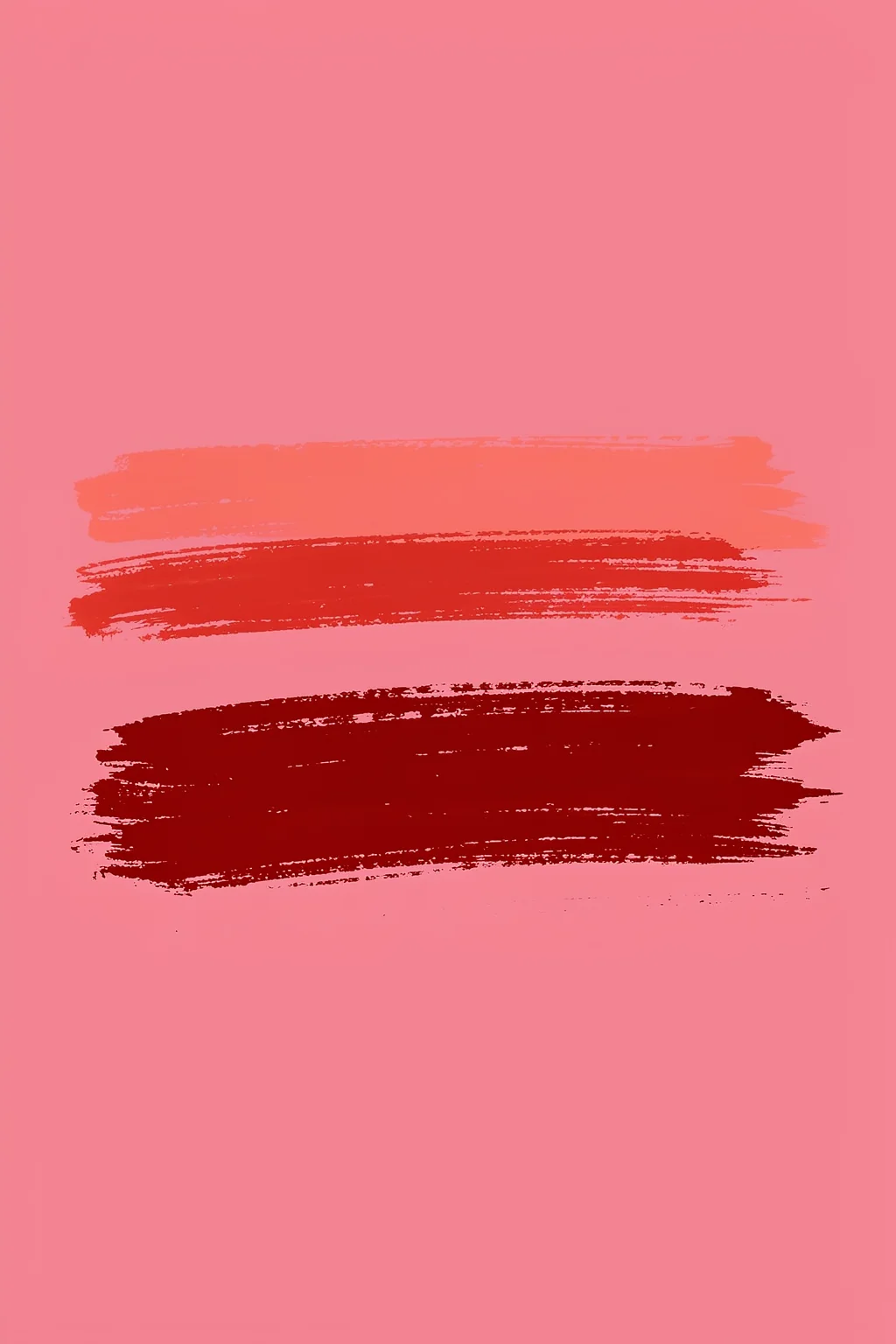 Crimson Strokes. Three horizontal crimson and coral brushstrokes cross a vivid pink background.