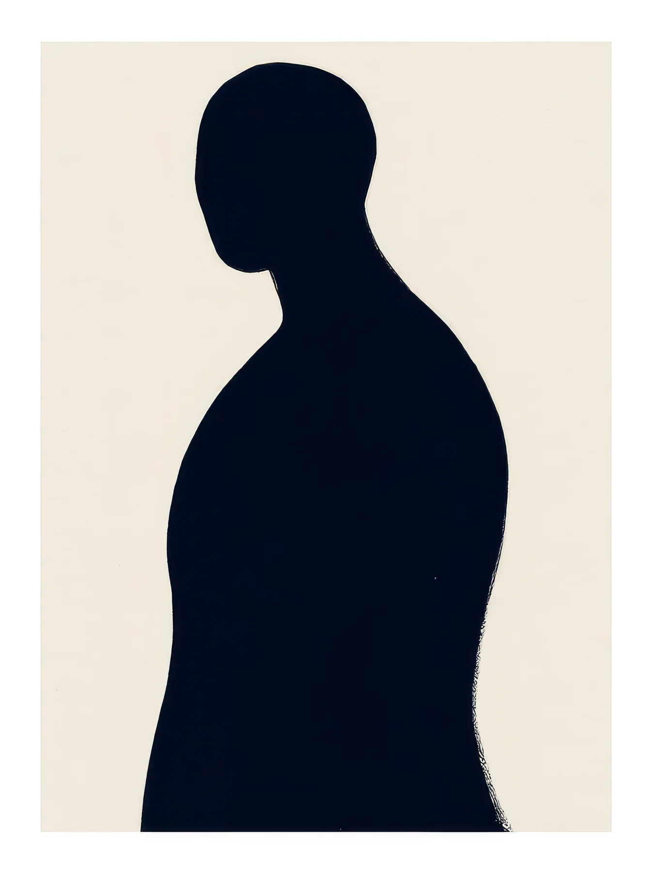 Onlly poster, Navy Silhouette: A single dark human silhouette stands against a pale neutral background.