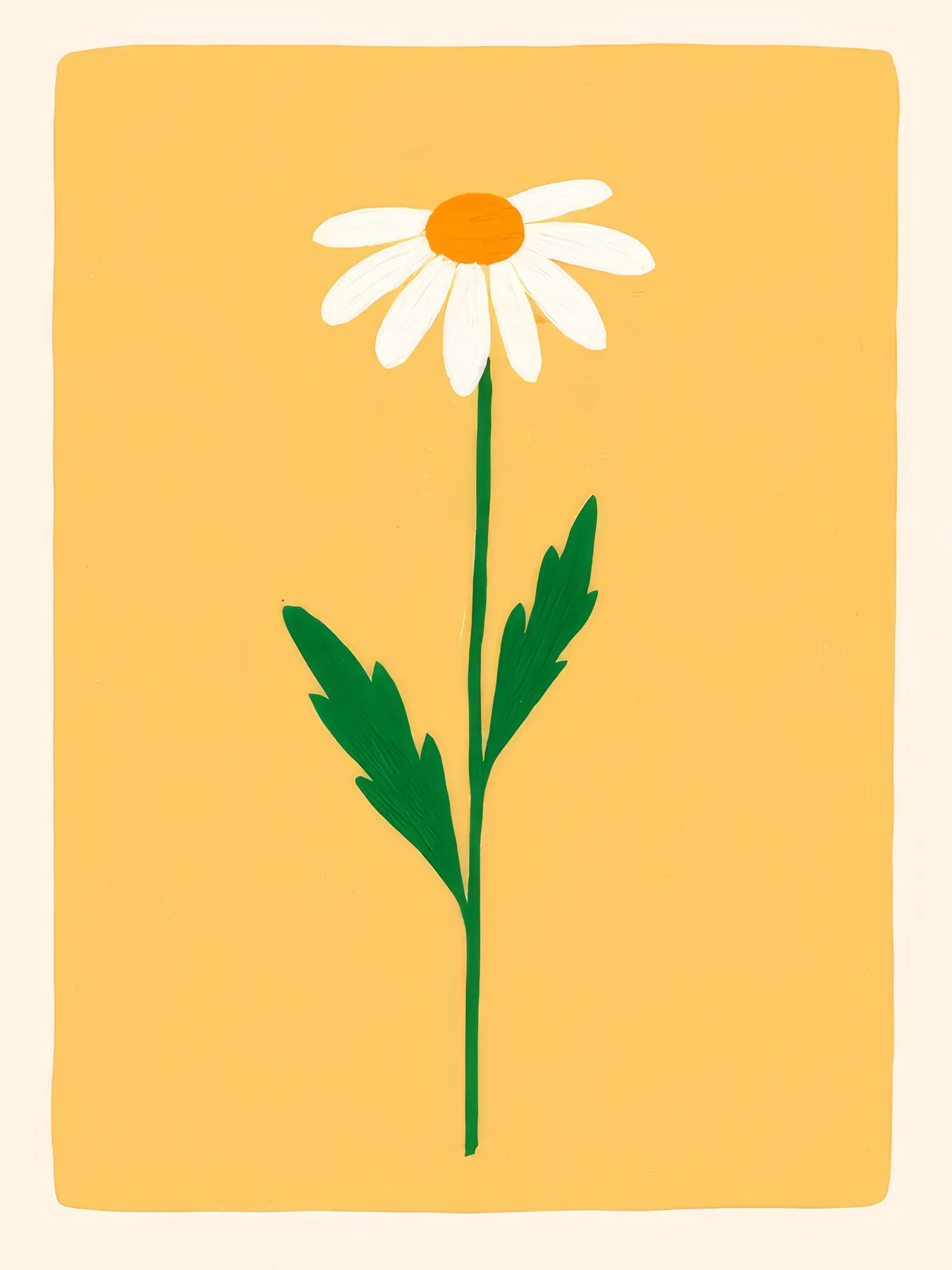 Onlly poster, Daisy on Golden Yellow: A single white daisy with a warm orange centre stands against a saturated yellow field.
