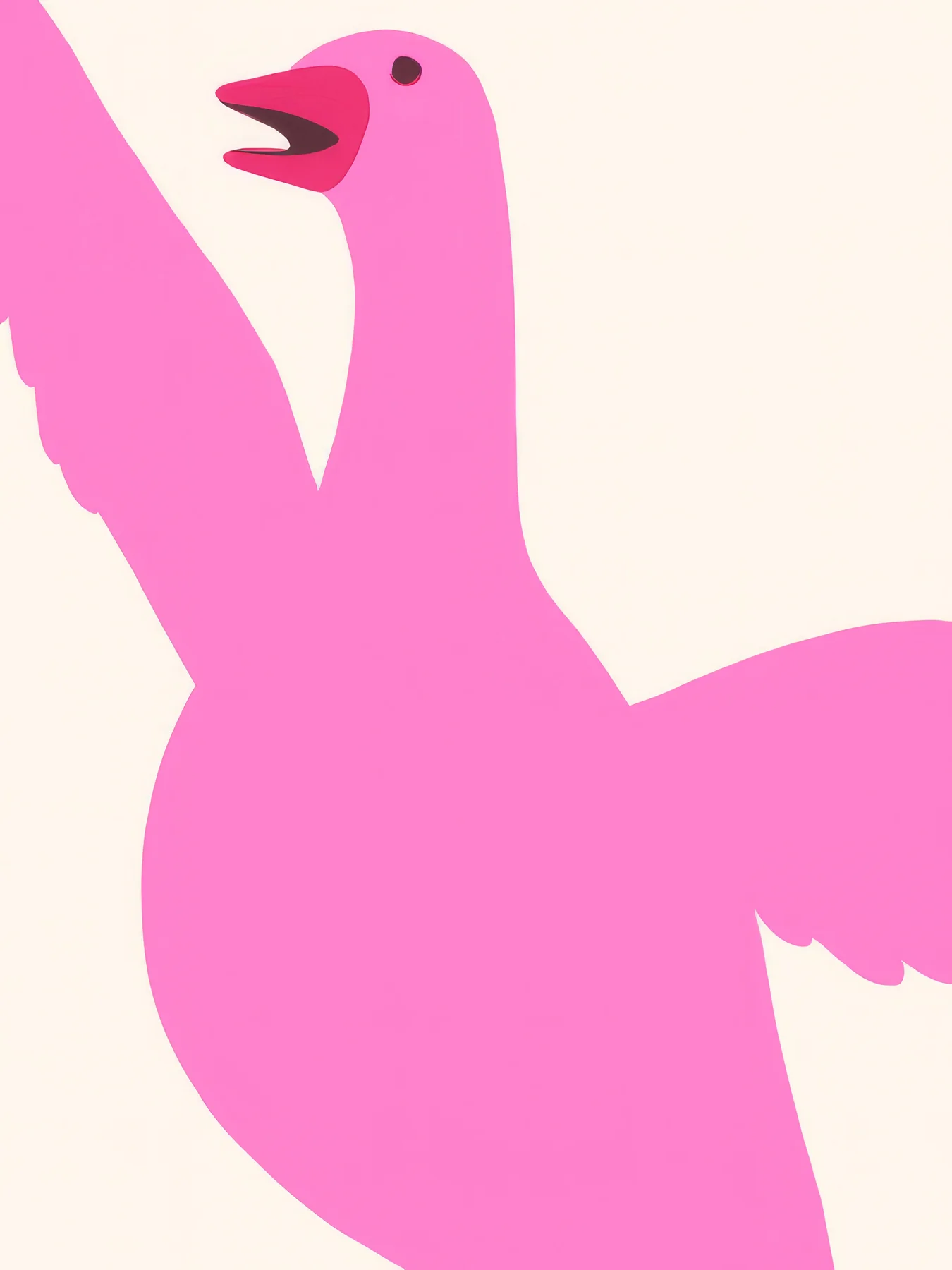 Onlly poster, Oversized Pink Bird: A simplified bright pink bird fills the frame against pale cream.