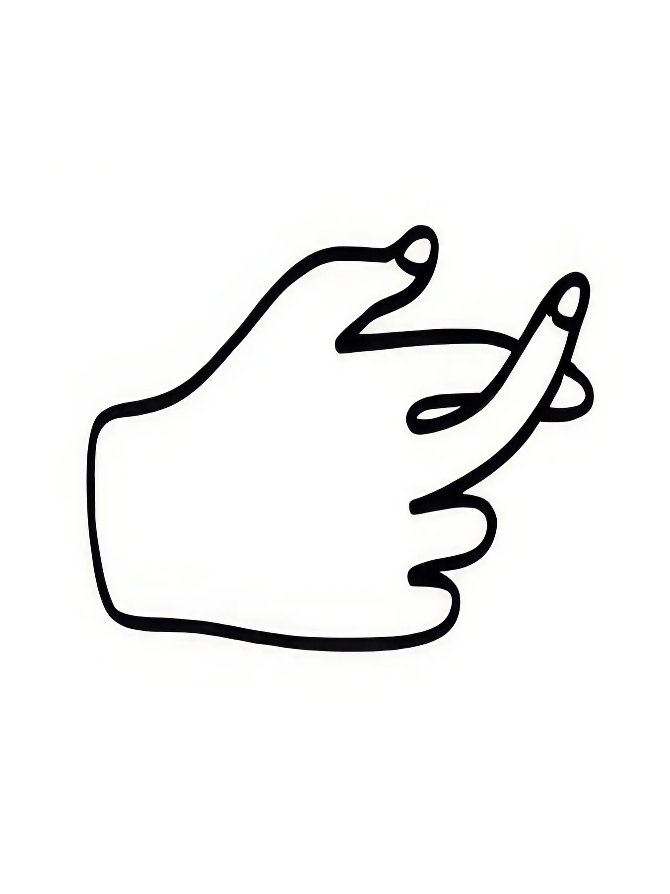 Onlly poster, Hand Gesture in Black Outline: A simple outlined hand makes a clear gesture on a pale field.