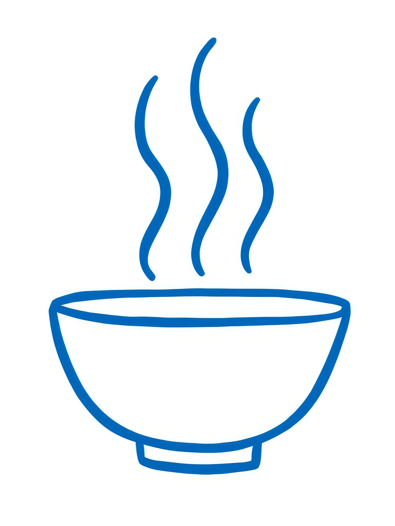 Onlly poster, Steaming Bowl: A blue line drawing shows a bowl with rising curls of steam.