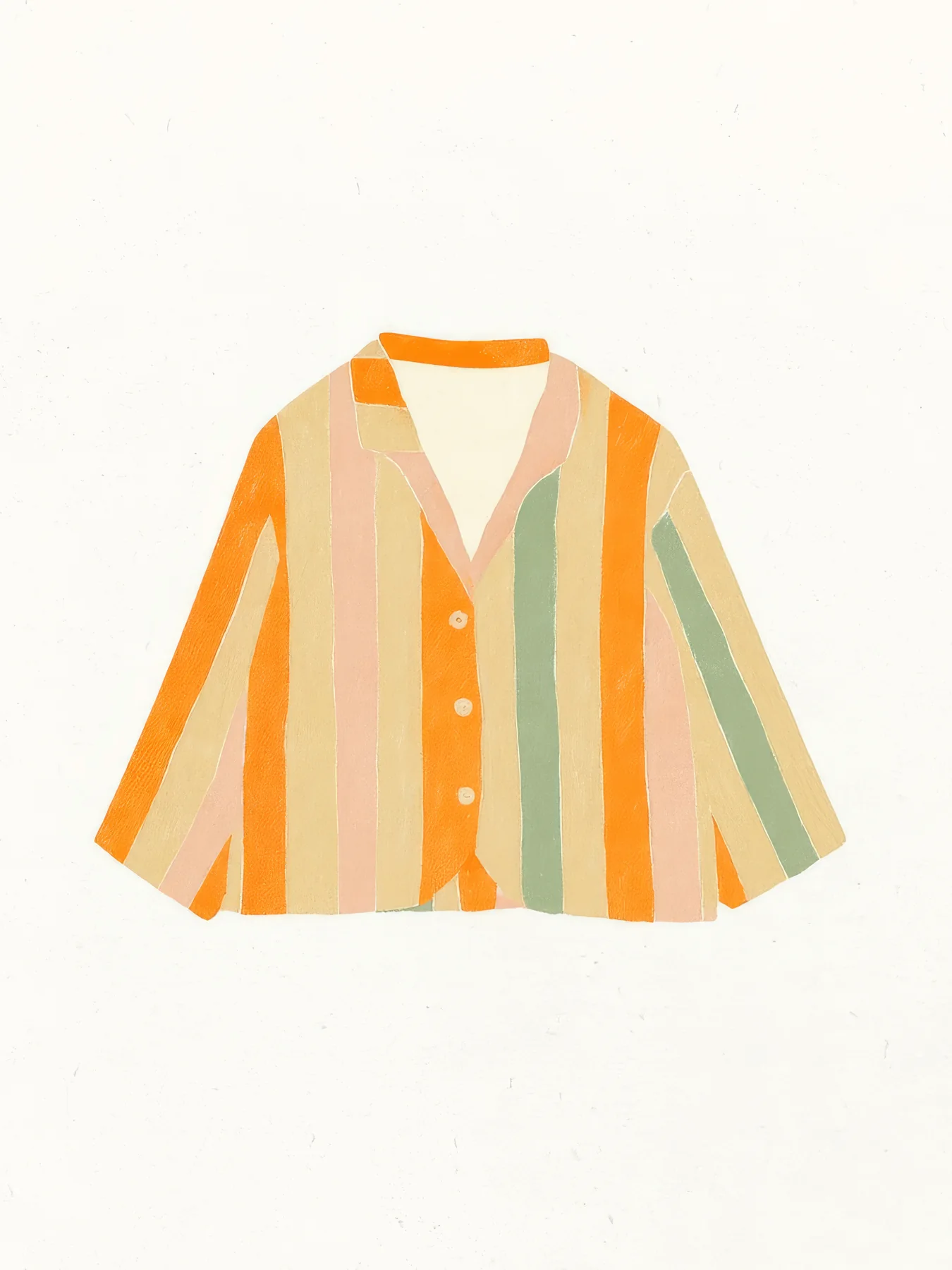 Onlly poster, Orange Striped Shirt: A simple shirt with bold orange and cream stripes is isolated on pale background.