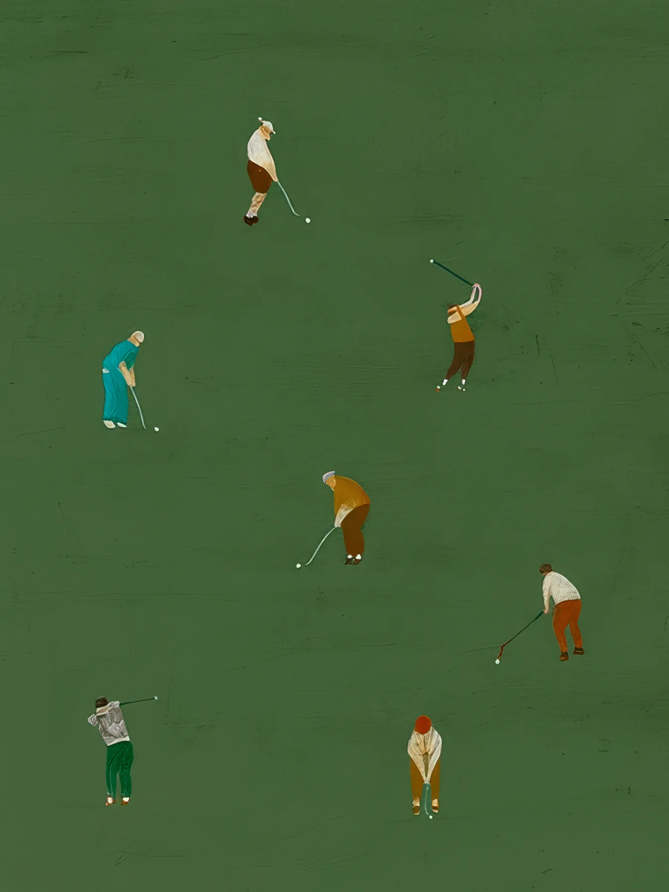 Onlly poster, Players on a Green Field: Small figures are spaced across a deep green field in a distant game scene.