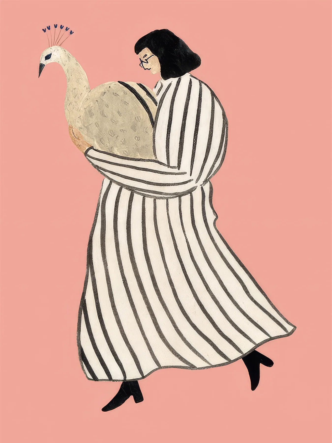 Onlly poster, Woman in a Striped Dress: A woman in a flowing black-and-cream striped dress is shown in motion.