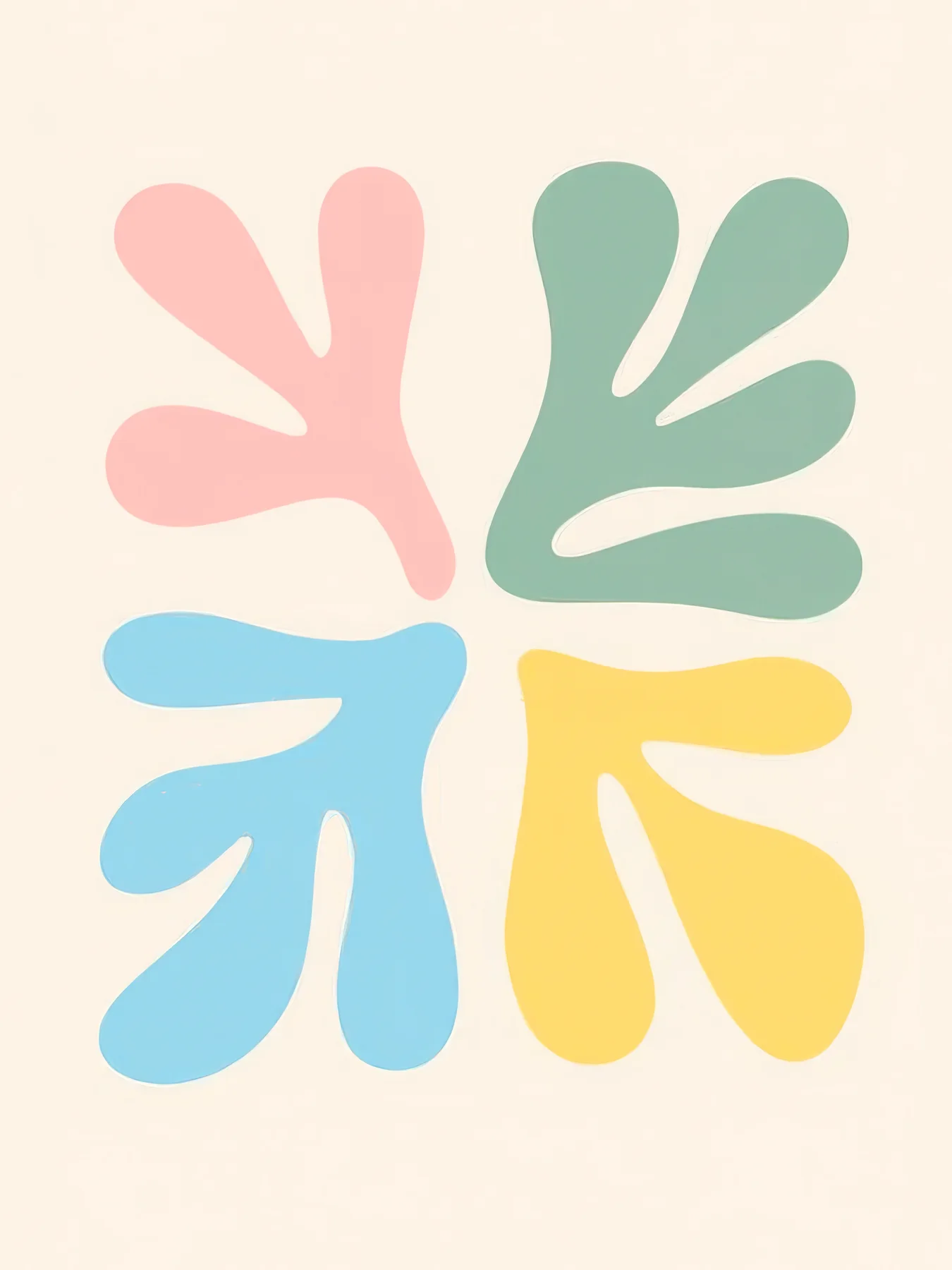 Onlly poster, Pastel Organic Shapes: Soft pink, mint and pale-blue organic forms overlap in a gentle abstract composition.