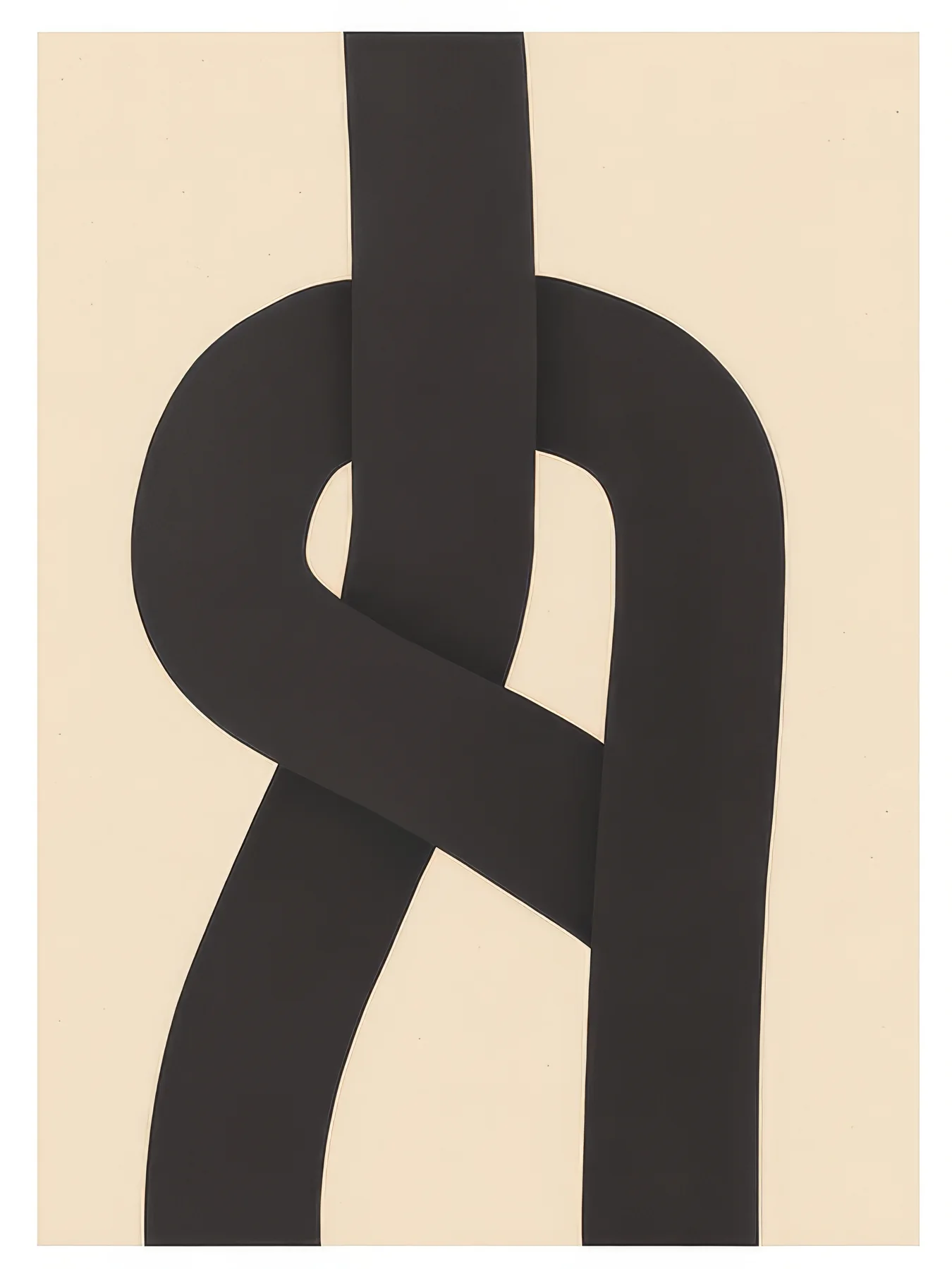 Onlly poster, Black Interlocking Ribbon: A broad dark band loops into a compact interwoven shape on ivory.