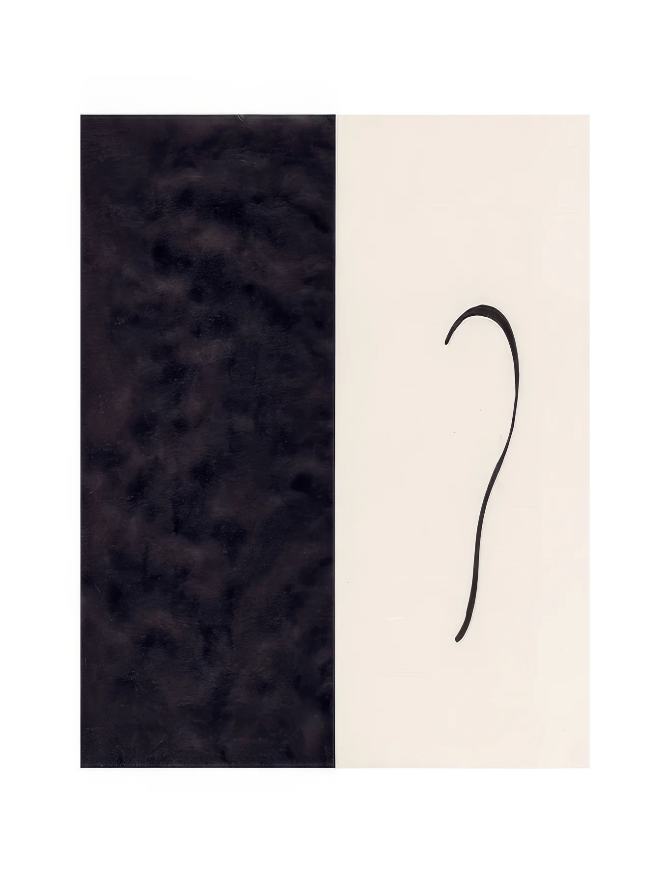 Onlly poster, Dark Shapes on a Pale Panel: A narrow charcoal panel and pale geometric forms make a restrained vertical study.