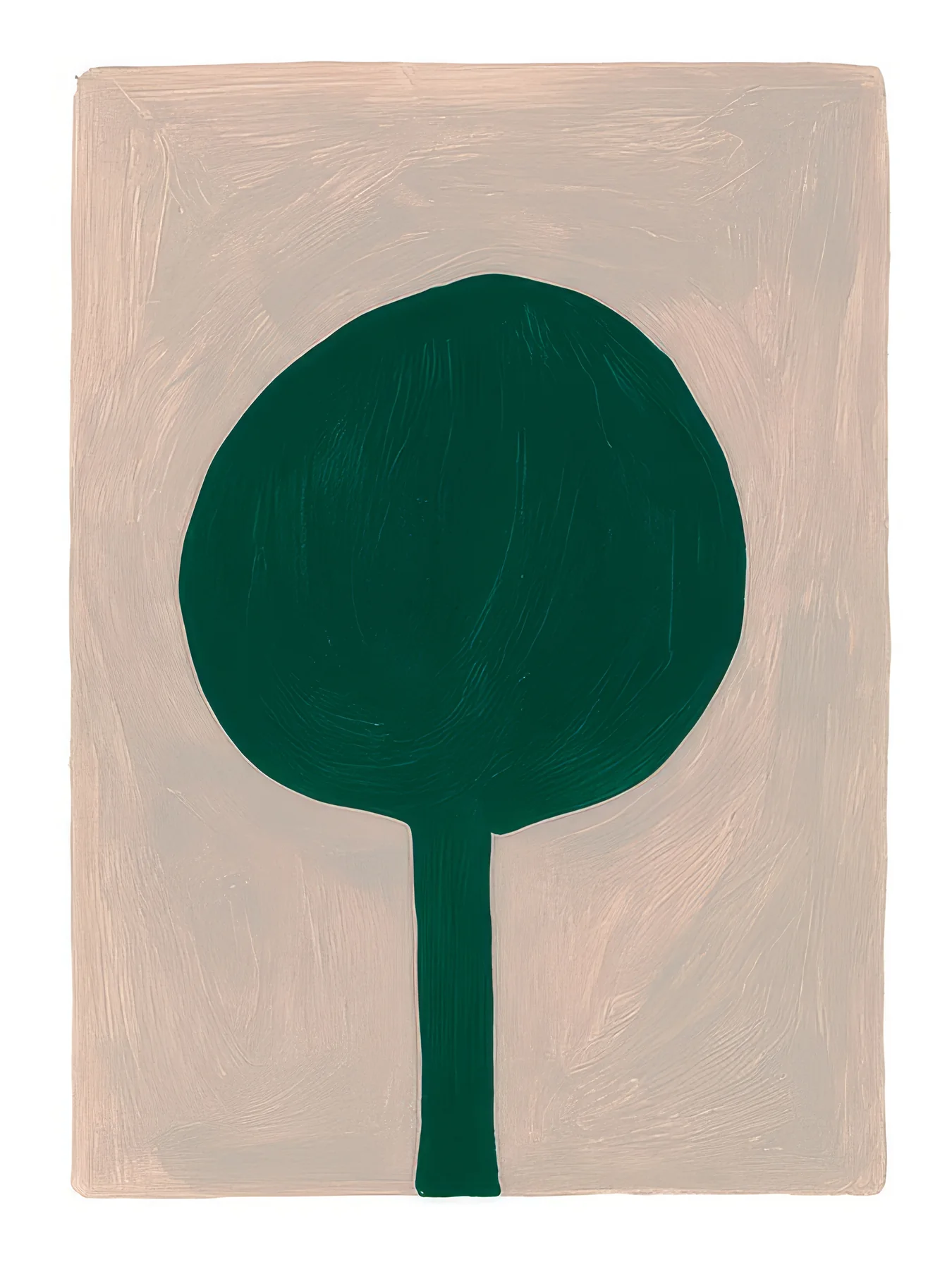 Onlly poster, Green Circle on Rose: A single dark green circle sits on pink within a pale border.