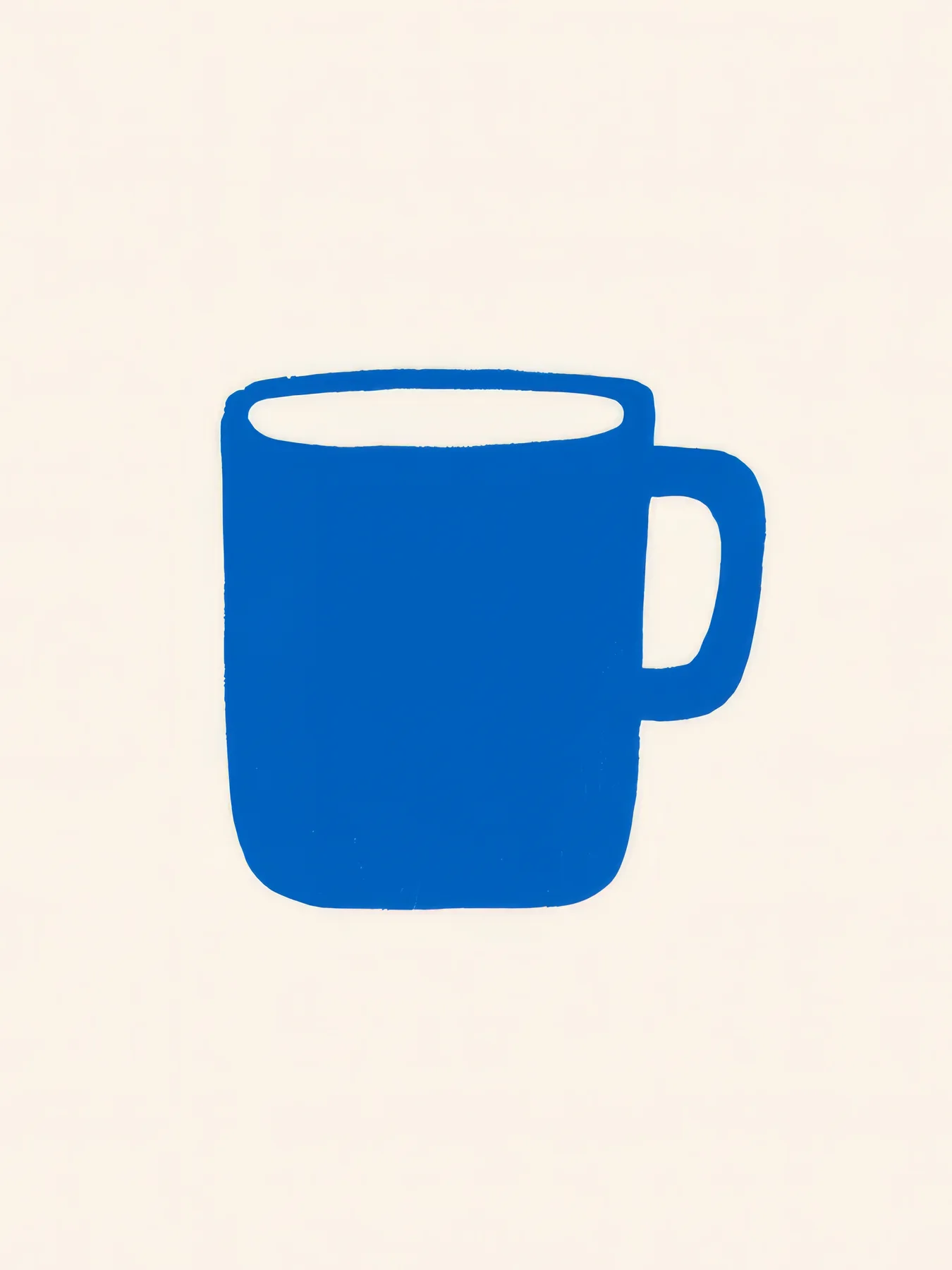 Onlly poster, Blue Coffee Mug: A simple blue mug is isolated on a warm pale background.