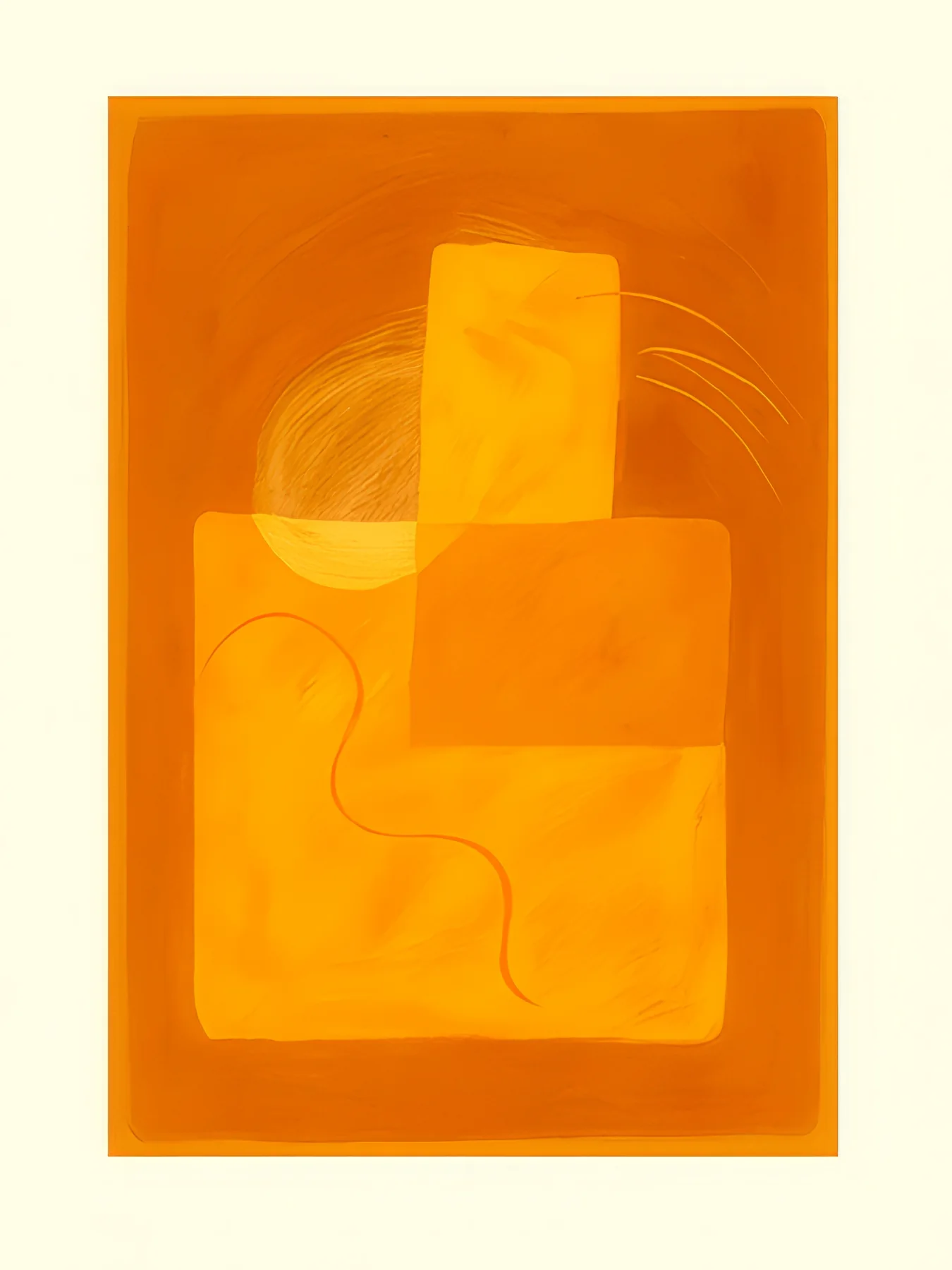 Onlly poster, Orange Abstract Layers: Warm orange and golden blocks create a subtle layered geometric composition.