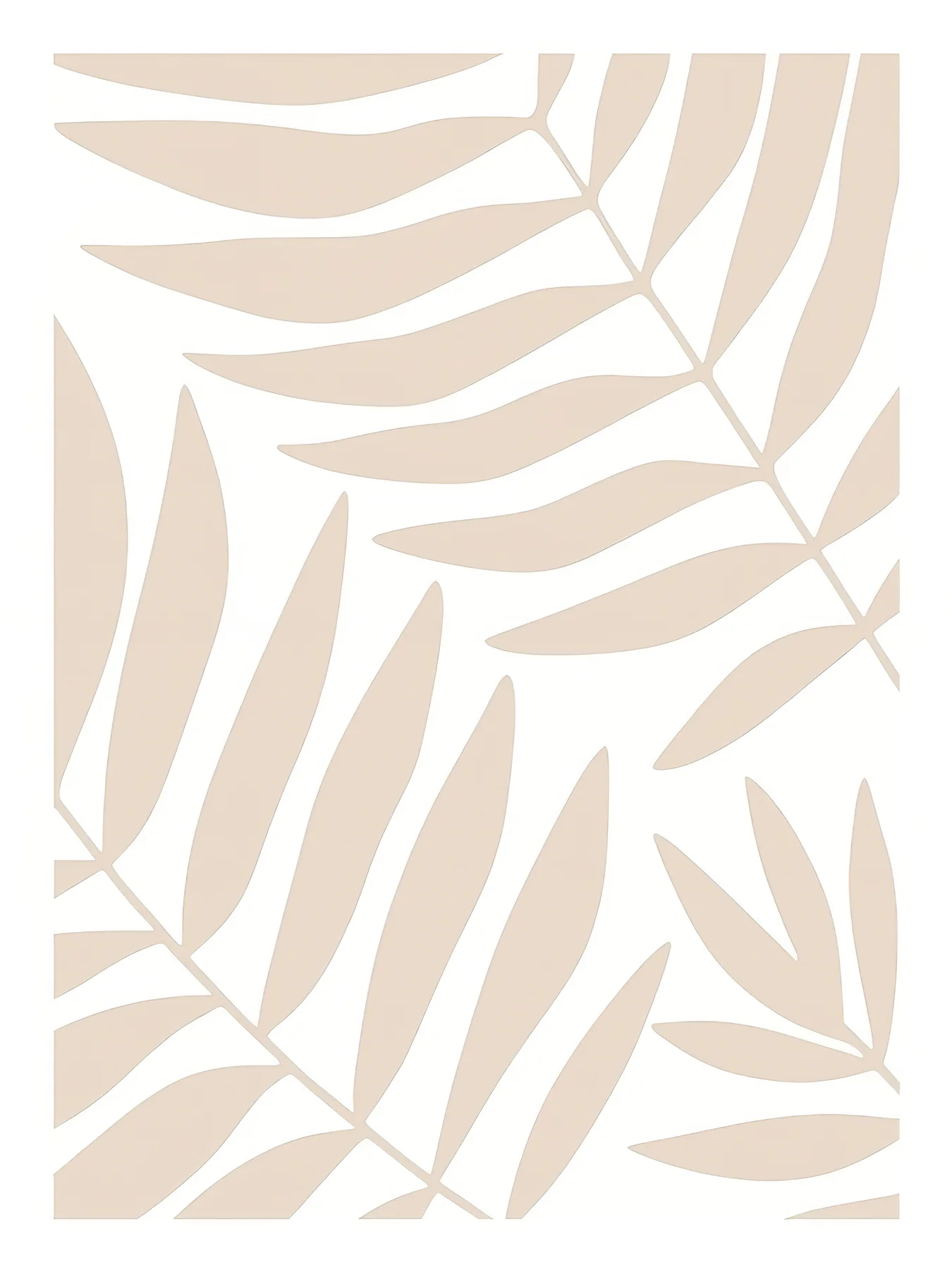 Onlly poster, Pale Leaves on Cream: Long ivory leaves overlap in a subtle low-contrast pattern.