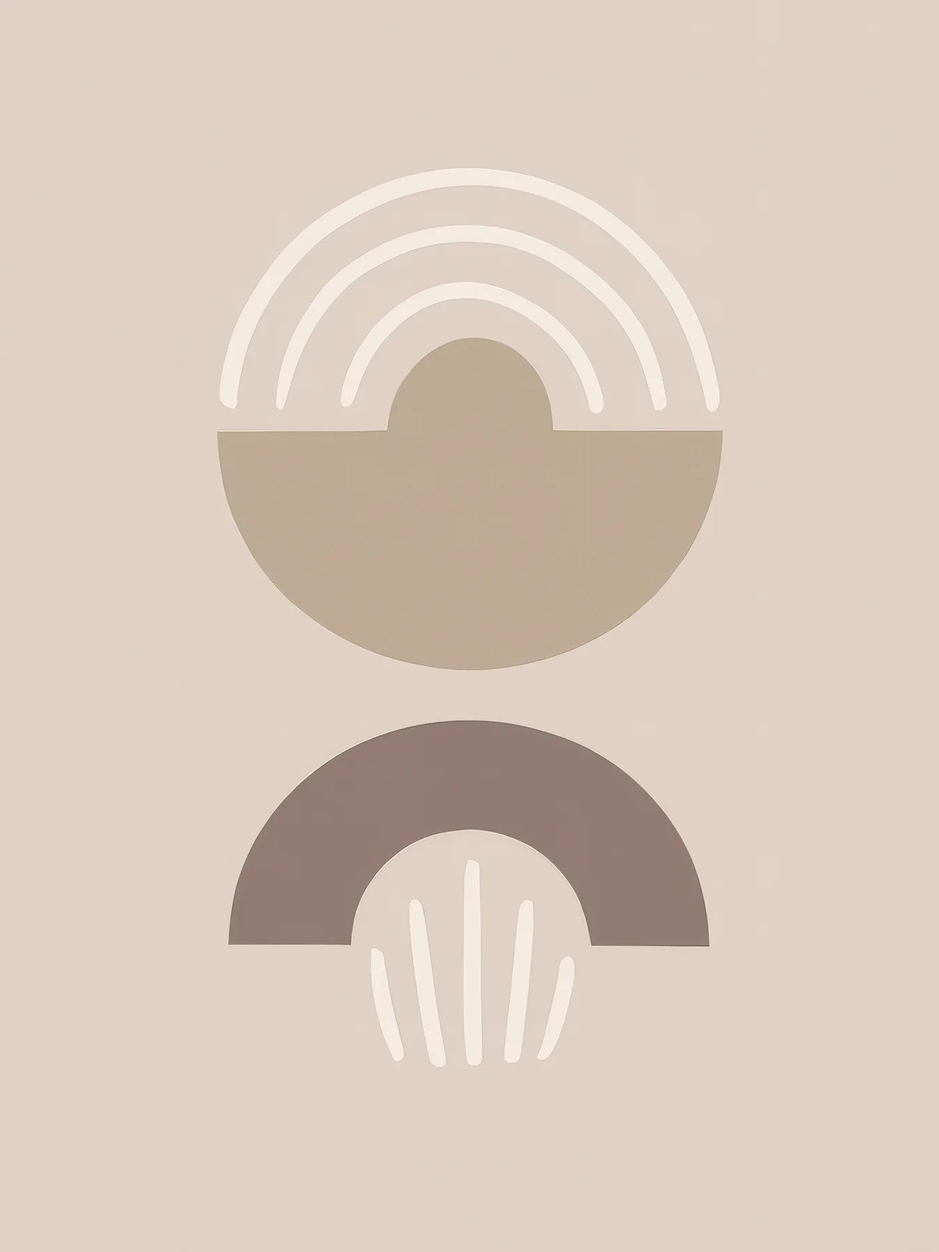 Onlly poster, Muted Rainbow Arches: Simple half-circle and arch shapes in taupe create a soft modern composition.