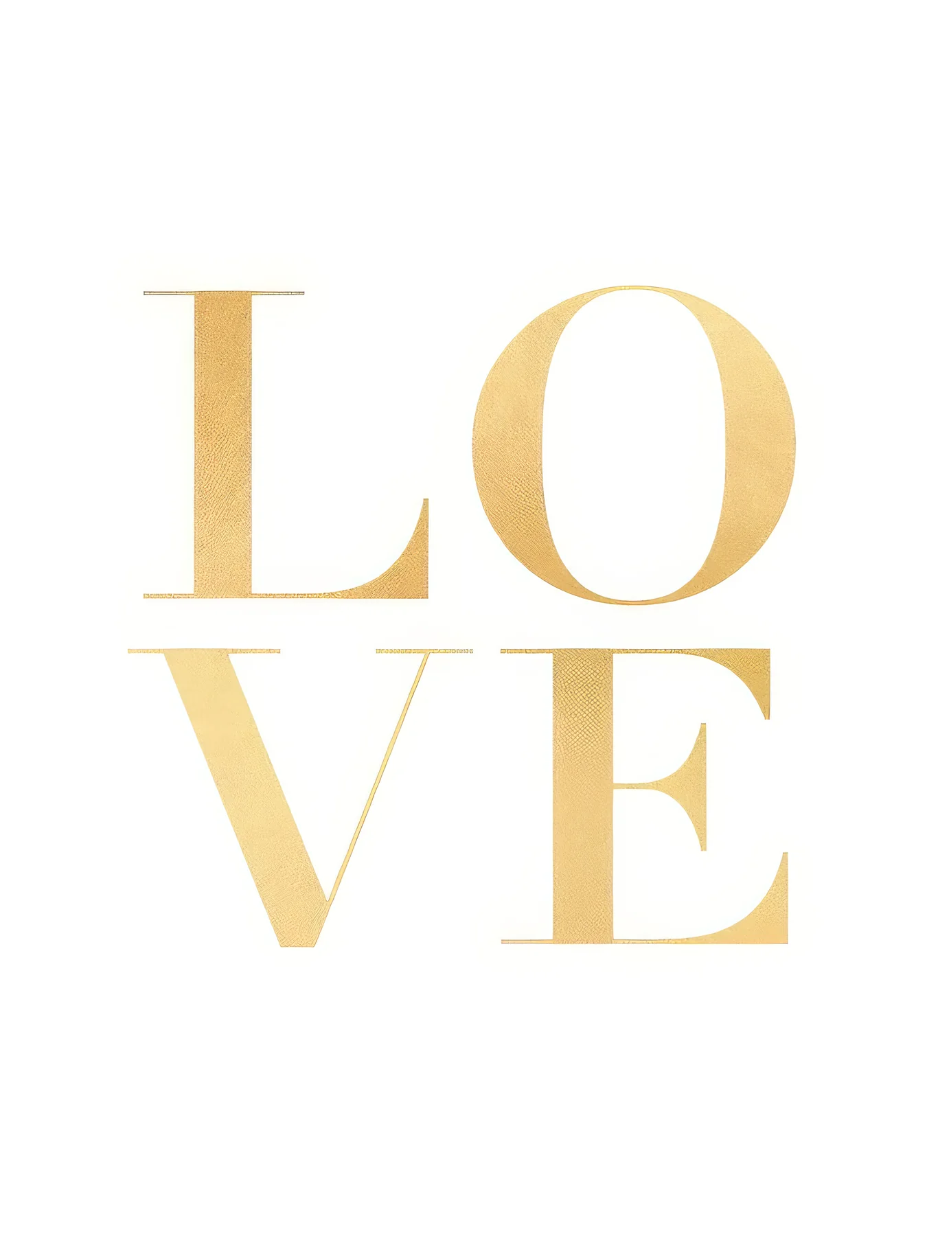 Onlly poster, Gold LOVE Typography: The word “LOVE” appears in large refined golden letters on warm ivory.