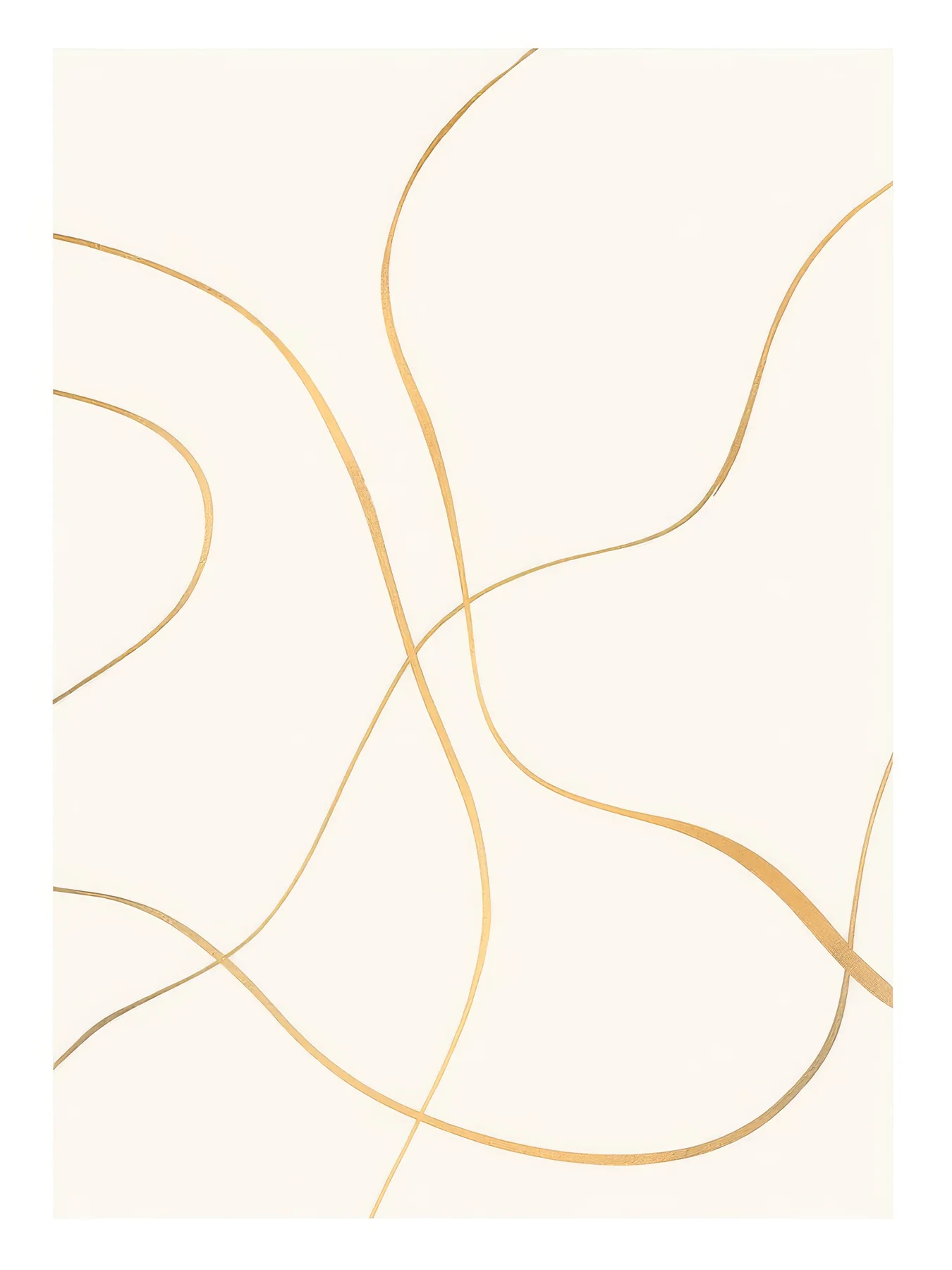 Onlly poster, Fine Curving Lines: A spare arrangement of fine beige lines bends across a pale field.