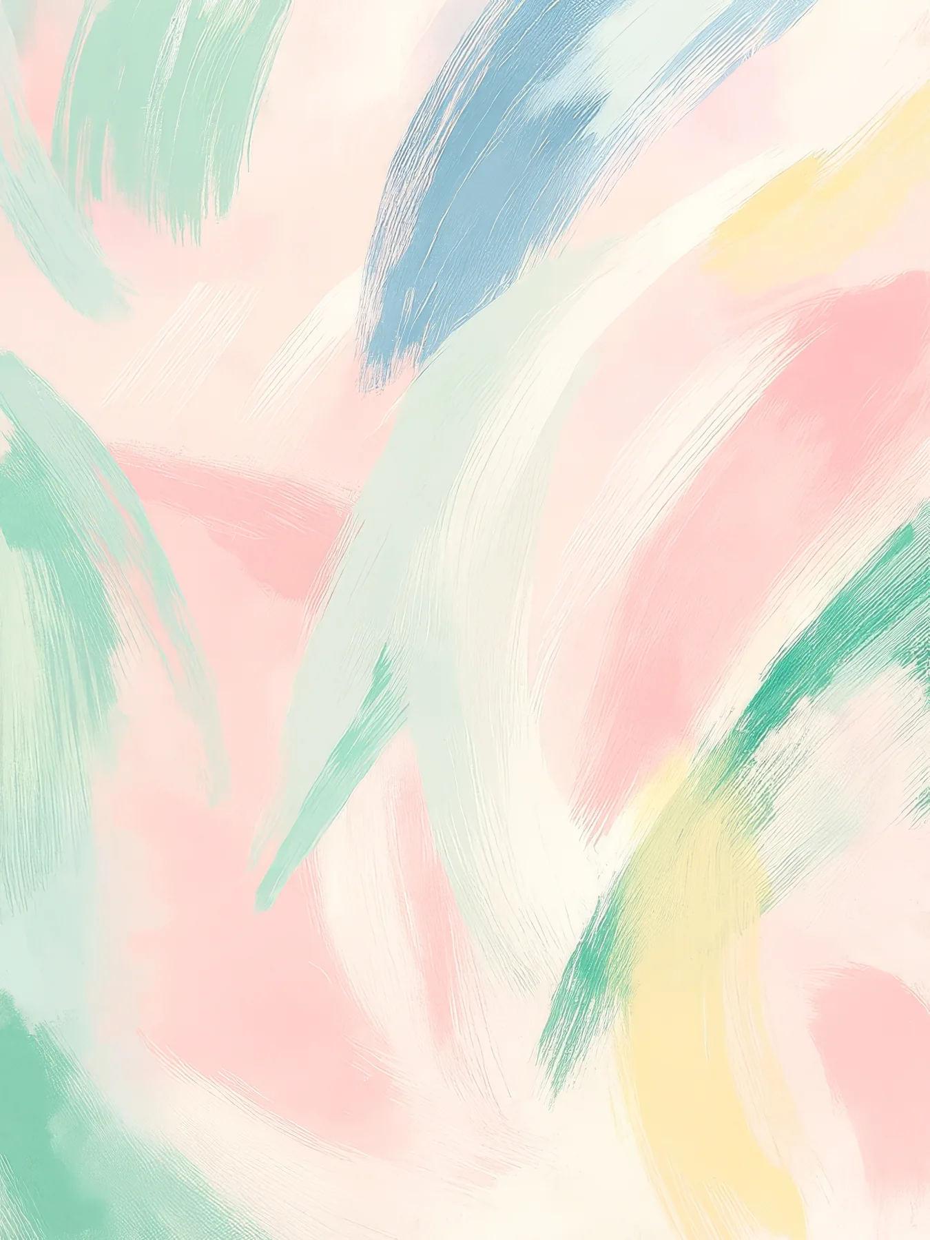 Onlly poster, Soft Abstract Brush Strokes: Loose pink, mint, yellow and cream strokes blend across the composition.