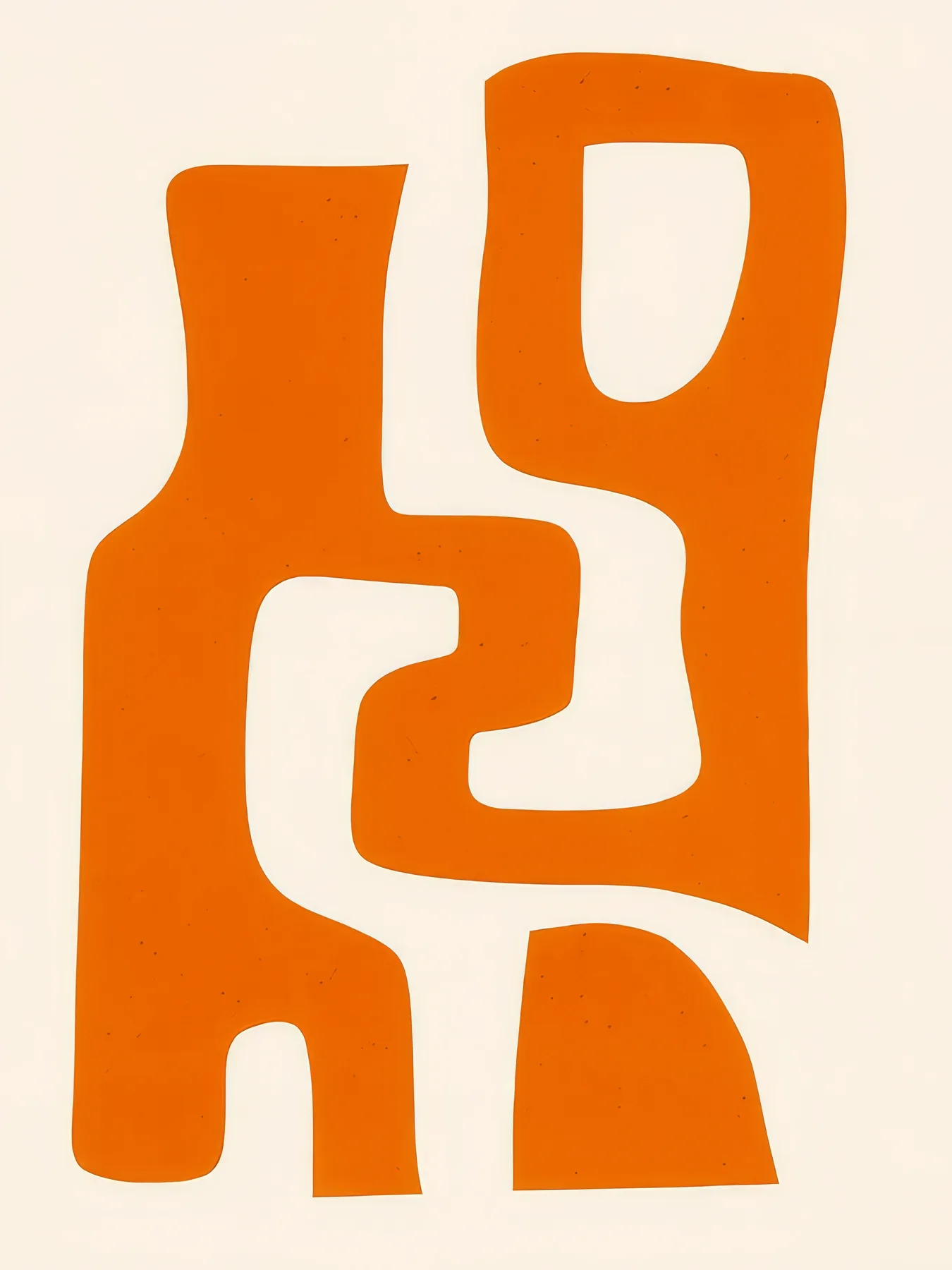 Onlly poster, Orange Geometric Letterforms: Bold abstract orange shapes suggest playful oversized letterforms.