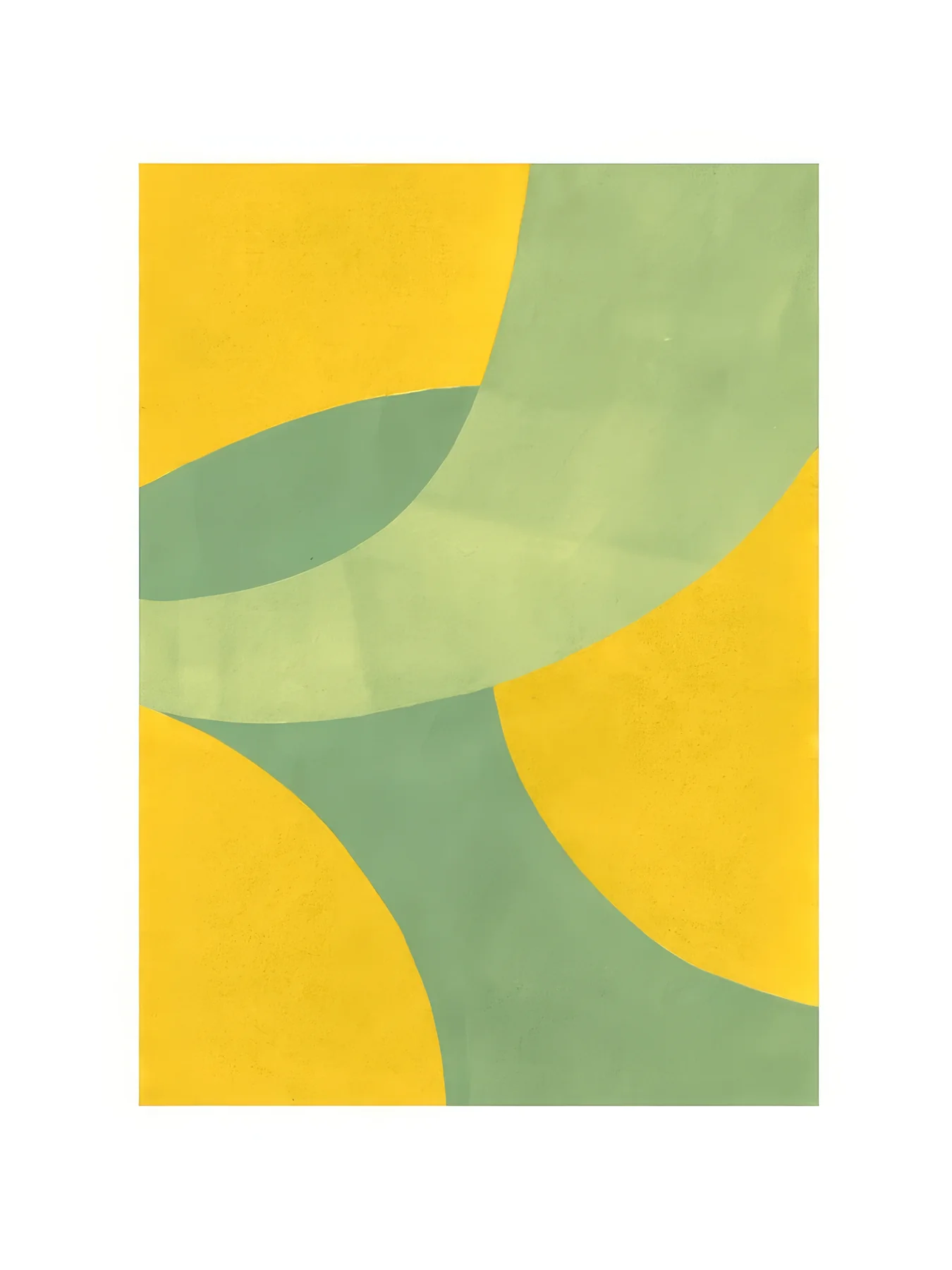 Onlly poster, Green and Yellow Abstract Blocks: Angular fields of green, ochre and pale yellow overlap in a calm composition.
