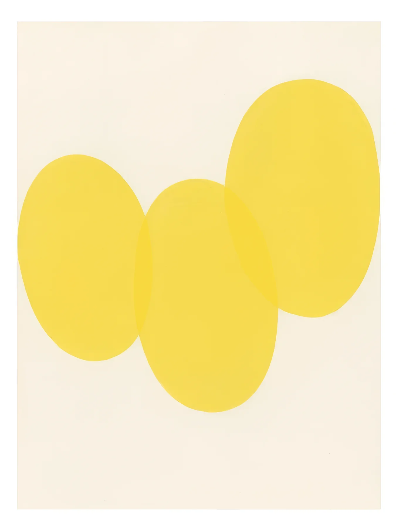 Onlly poster, Three Yellow Lemons: Three simple yellow lemons are arranged on a pale cream ground.