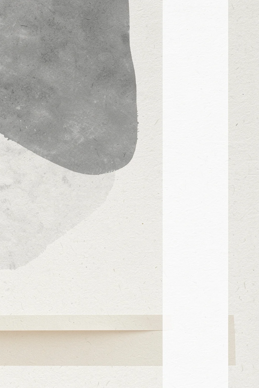 Abstract Design With Muted Tones. Muted gray and ivory vertical blocks overlap across a lightly textured ground, with a small stepped horizontal form near the bottom.