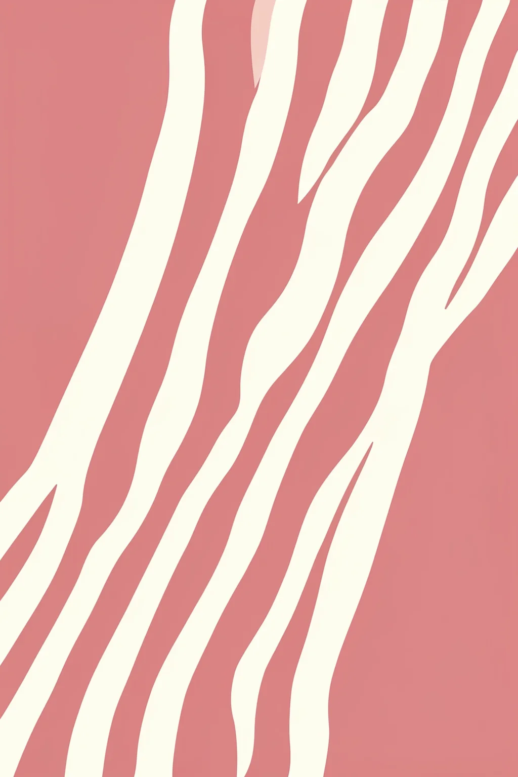 Gentle Sway Lines. Broad ivory wavy stripes run vertically through a dusty-rose background.
