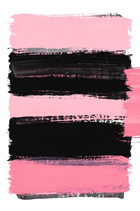 Minimalism 44A. Broad horizontal pink and black brush bands alternate in a rough-edged, high-contrast composition on white.