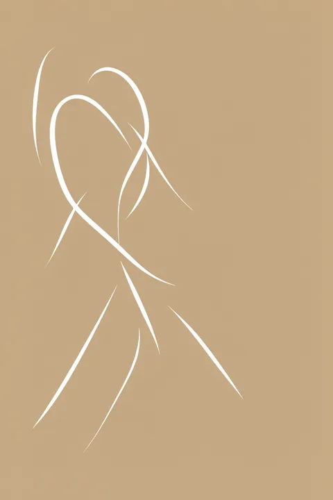 Flowing Beige Curves. Fine white curves and intersecting strokes flow across a solid warm-beige background.