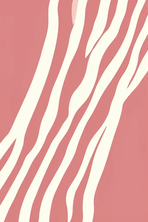 Gentle Sway Lines. Broad ivory wavy stripes run vertically through a dusty-rose background.