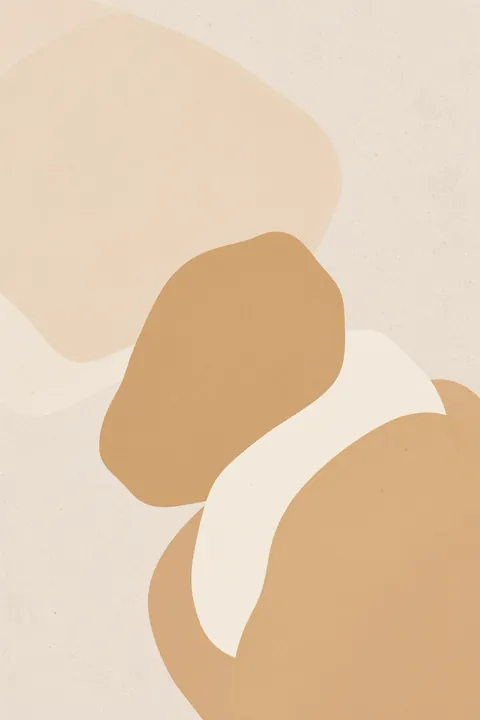 Soft Desert Forms. Broad rounded shapes in sand, tan, and cream overlap across a softly textured beige field.