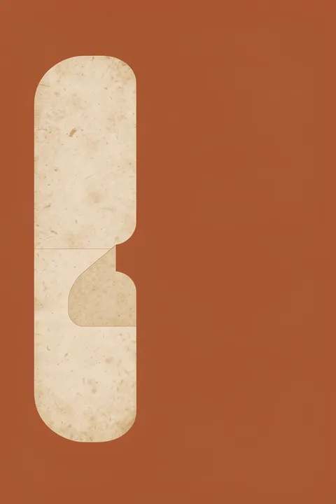 Terracotta Minimalist Form. A cream sculptural, vase-like form with a rounded central projection stands against a terracotta field.