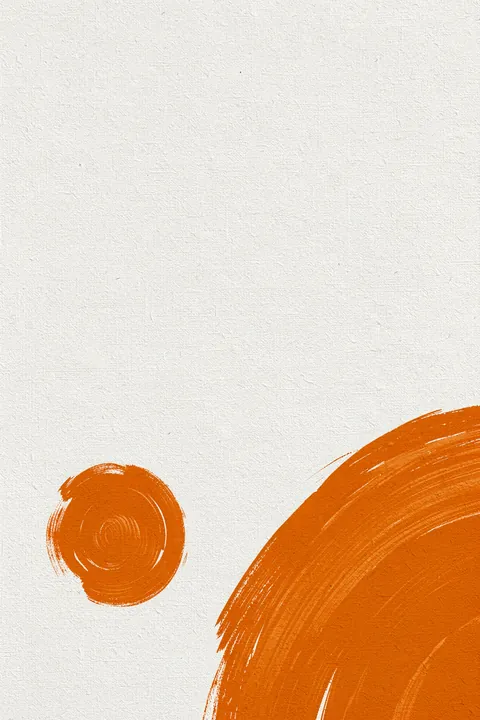 Terracotta Sun Shape. A small rough orange circle and a much larger cropped orange arc sit on textured off-white paper.