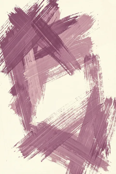 Abstract Brush Strokes 169. Intersecting mauve and dusty pink brushstrokes form a loose frame around an open cream center.