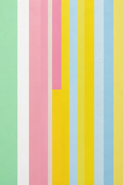 Happy Candy Stripes. Textured vertical stripes in pastel mint, white, pink, yellow, and pale blue create a simple color-block pattern.